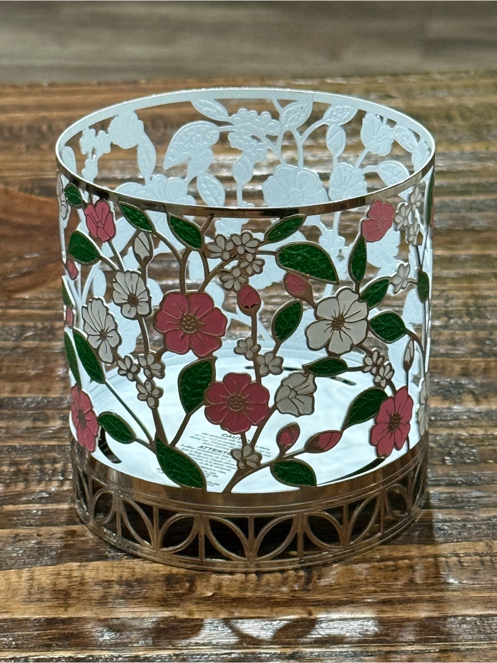 Bath & Body Works Spring Flowers 3-Wick Candle Holder Pink Green Discontinued